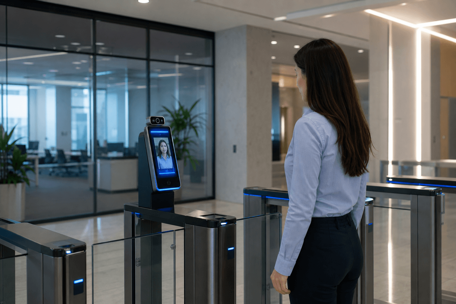 SmartAttendance face recognition at office entrance